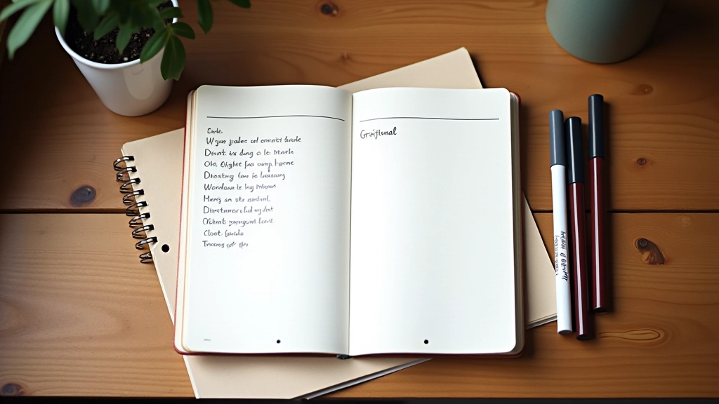 Bullet journal con simboli di gratitudine e tracciamento mensile della crescita personale