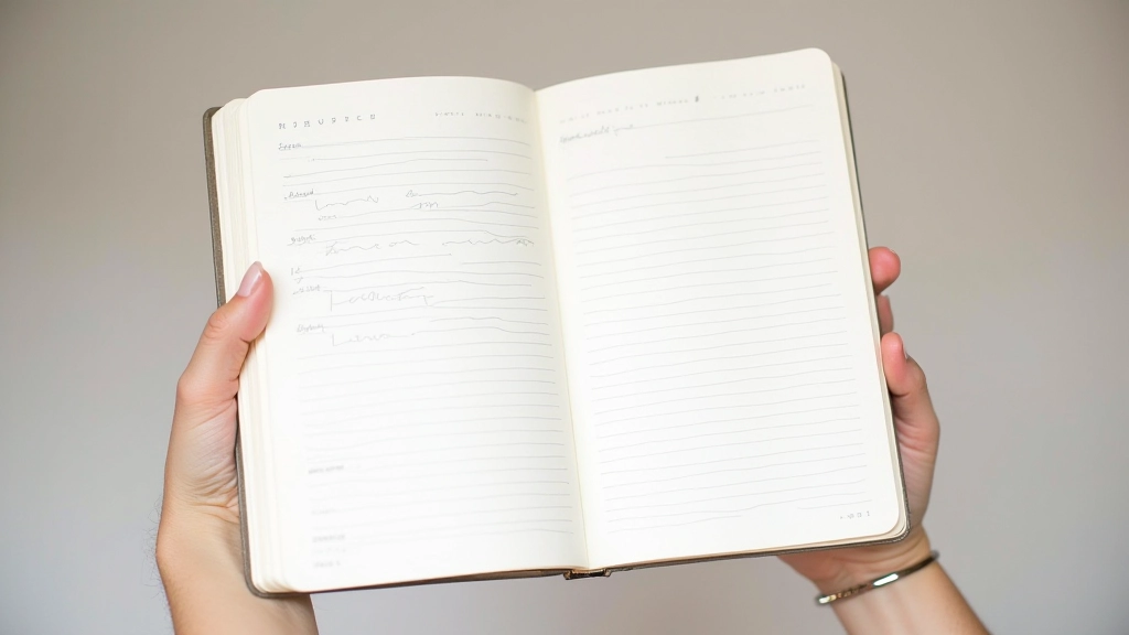 Due pagine di bullet journal affiancate con sezioni settimanali e mensili, decorate con simboli e margini puliti