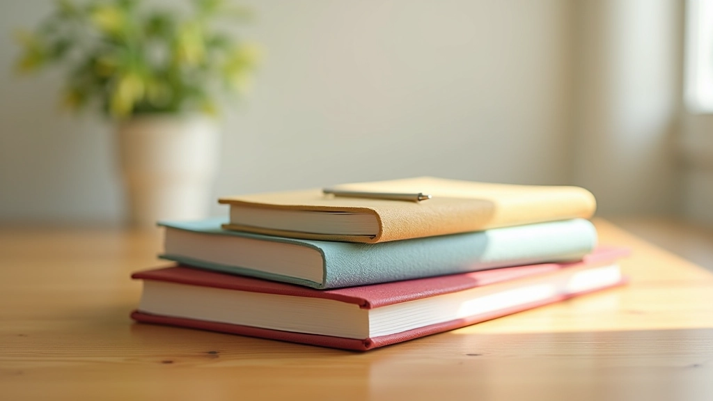 Stack di quaderni colorati con diversi metodi di journaling visibili