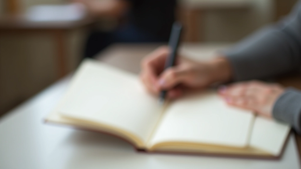 Mano che scrive in un bullet journal con penna nera su pagina di carta bianca